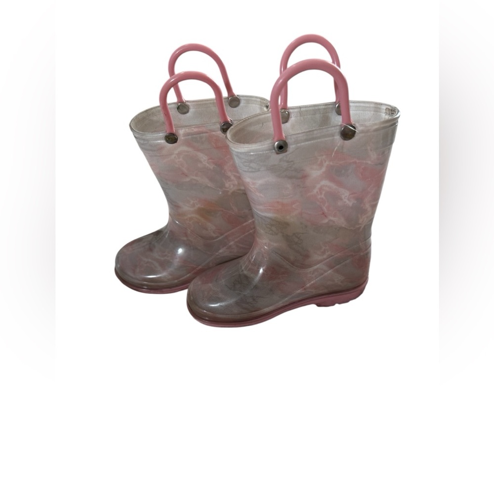 Capelli of New York Pink and Gray Children's Rain Boots
